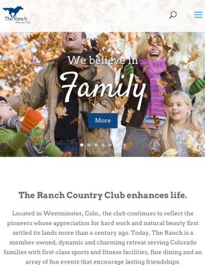 The Ranch Country Club website design in Westminster Colorado