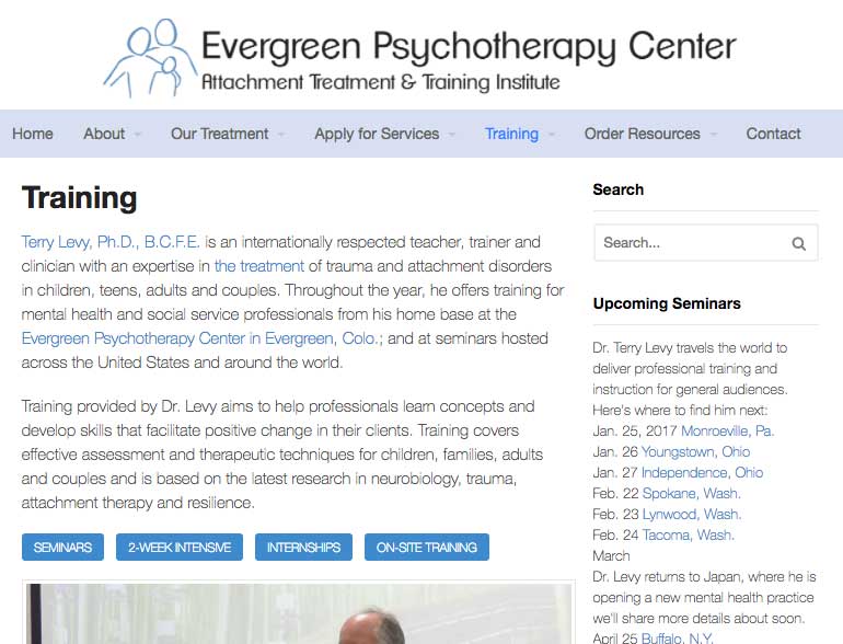 Evergreen Psychotherapy website